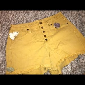 Yellow High Waisted Shorts